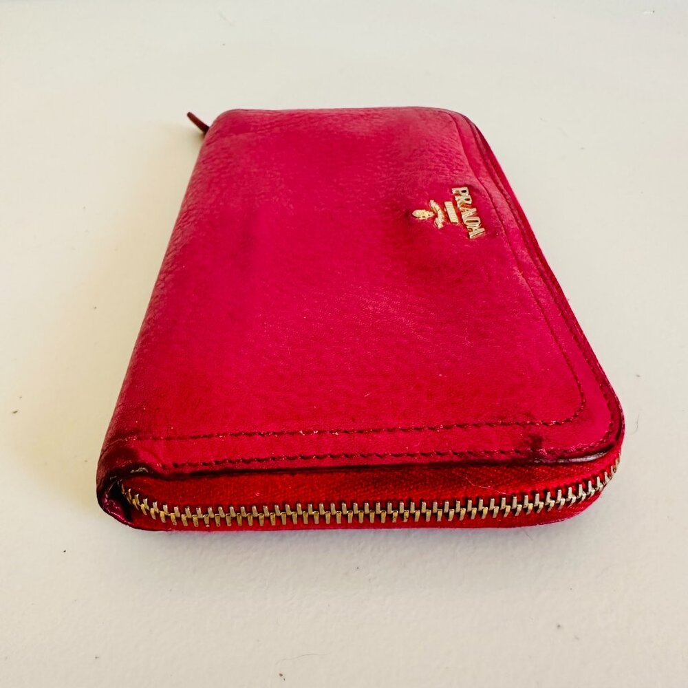 AUTH PRADA PINK TESSUTO NYLON SATCHEL BAG AND LEATHER ZIP-AROUND LONG WALLET SET - Picture 13 of 16